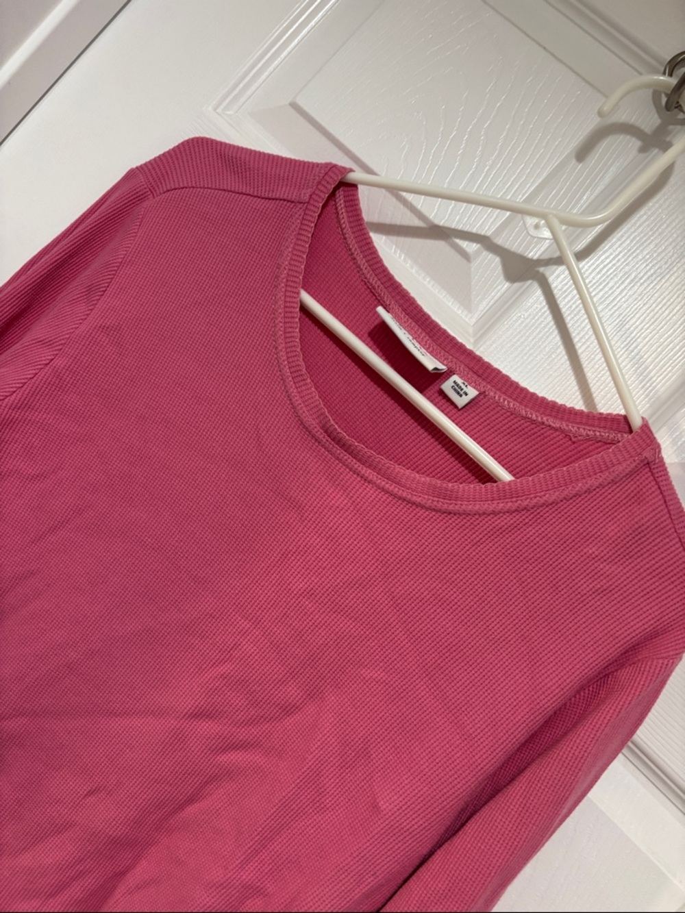 D. & CO Pink Waffle Knit Long Sleeve Top